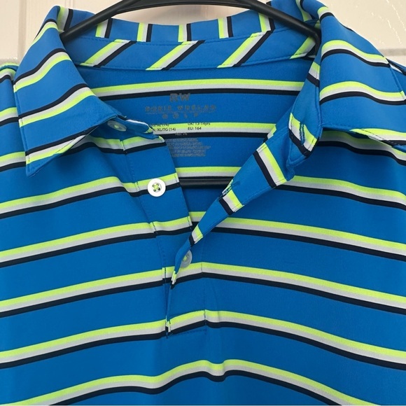 Rorie Whelan Boys Golf Polo Shirt Size XL (14 Boy) Blue Green White Stripes NWT - Picture 6 of 9